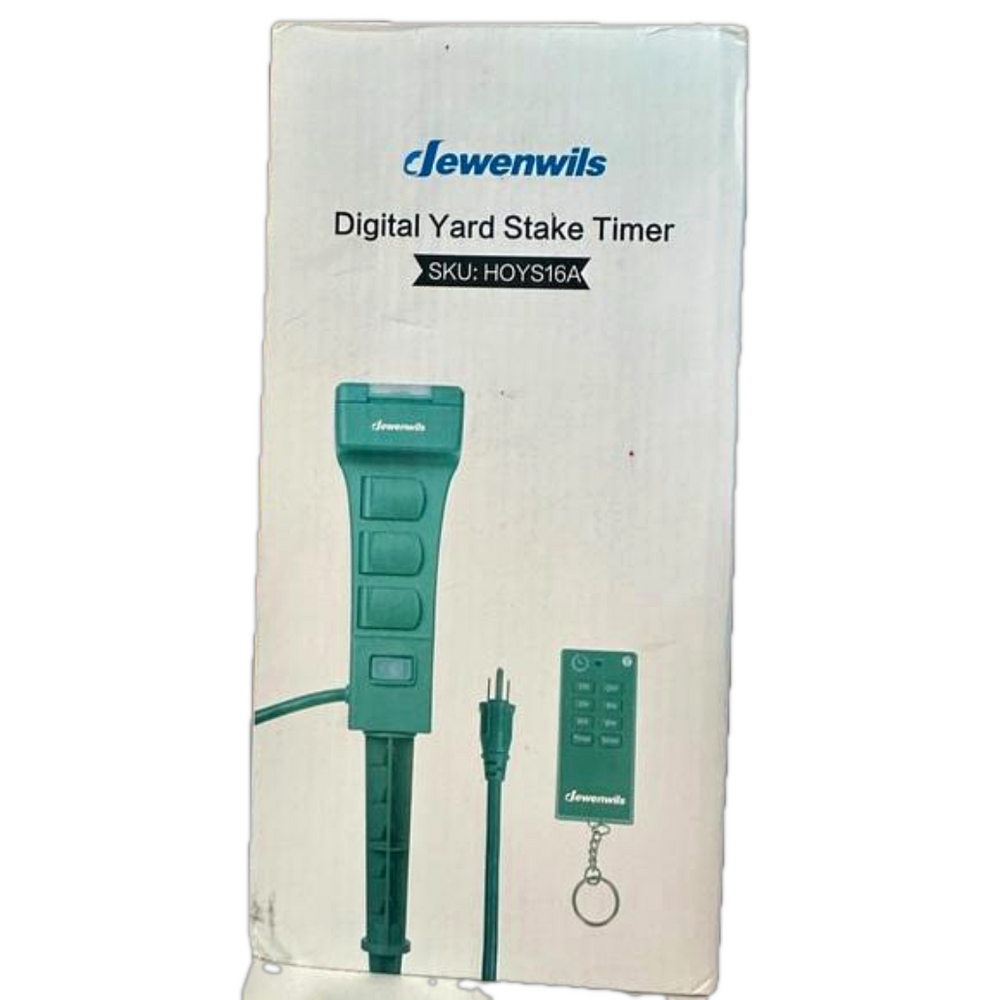 Dewenwils Outdoor Digital Yard Stake Timer w/remote NIB - 10 modes